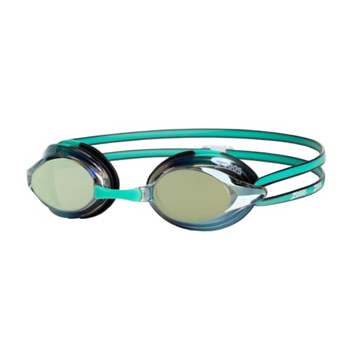 Zoggs Unisex-Adult Racer Titanium Swimming Goggles, Green/Black/Mirrored Gold von Zoggs