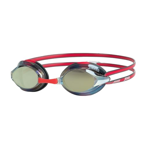 Zoggs Unisex-Adult Racer Titanium Swimming Goggles, Grey/Red/Mirrored Gold von Zoggs