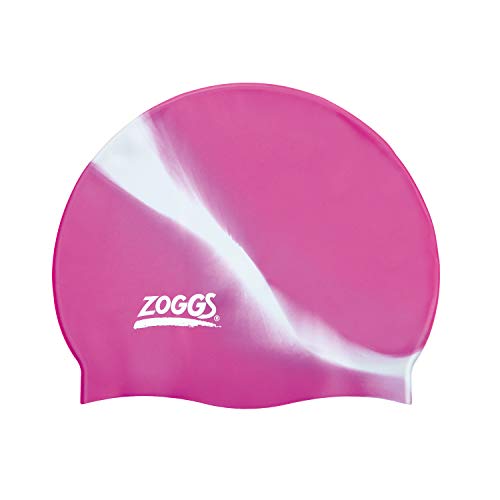 Zoggs Unisex – Erwachsene Multi Colour Silicone Cap Badekappe, Pink/Weiß, One Size von Zoggs