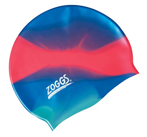 Zoggs Unisex-Youth Junior Multi Colour Silikon-Badekappe, Rosa/Blau/Grün, Einheitsgröße von Zoggs