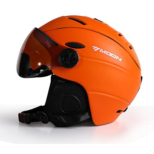 ZoliTime 2-in-1 Skihelm + Brille Snowboard integrierte Männer und Frauen Schutzausrüstung Skibrille (L, orange) von ZoliTime