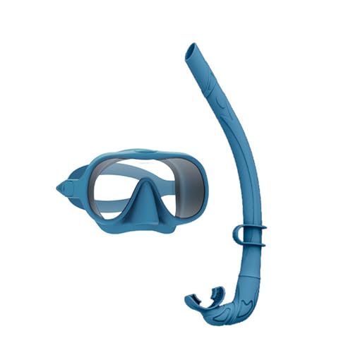 Schnorchelmaske Unisex, Taucherbrille mit 180° Weitblick und Schnorchel, Schnorchelset Maske für Erwachsene Jungen Mädchen-Blue 1||1 Size von Zolito