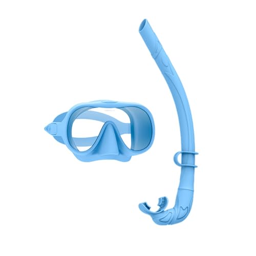 Schnorchelmaske Unisex, Taucherbrille mit 180° Weitblick und Schnorchel, Schnorchelset Maske für Erwachsene Jungen Mädchen-Blue ||1 Size von Zolito