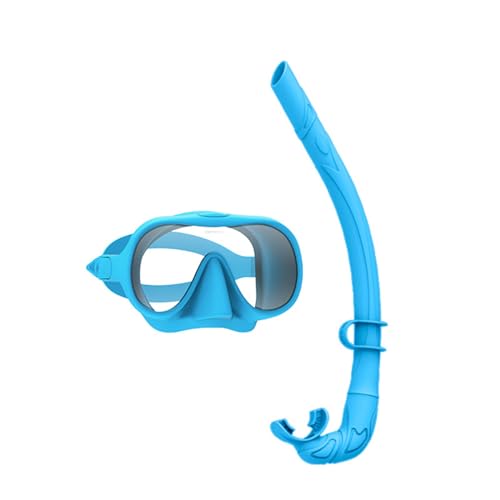 Schnorchelmaske Unisex, Taucherbrille mit 180° Weitblick und Schnorchel, Schnorchelset Maske für Erwachsene Jungen Mädchen-Lake Blue||1 Size von Zolito