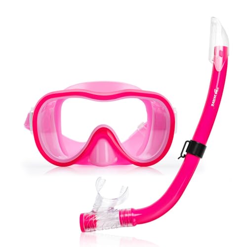 Schnorchelset Kinder, Sicherheit Atmen Schnorchel, Schnorchelset Maske für Erwachsene, Jungen Mädchen-Pink||1 Size von Zolito