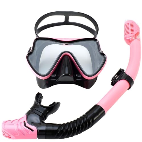 Taucherbrille mit Schnorchel, Schnorchelmaske mit Nasenschutz, Schnorchelset Maske für Erwachsene Jungen Mädchen-Pink||1 Size von Zolito