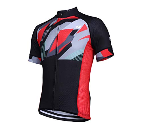 ZONE3 Herren Cool-Tech Mesh Cycle Jersey, schwarz/rot/grau, S von ZONE3