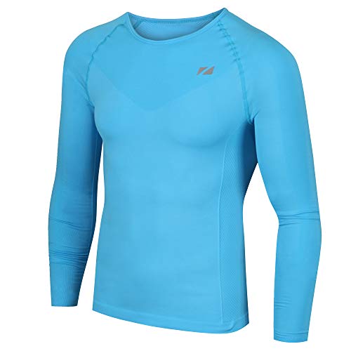 ZONE3 Herren Men's Seamless Langärmeliges Unterhemd, türkis/blau, M von ZONE3