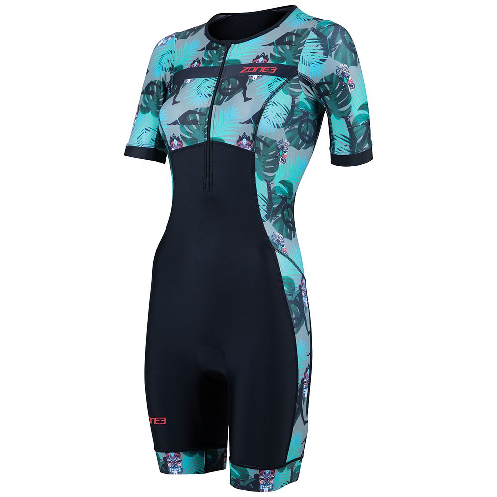 Zone3 Activate+ Tribal Rush Short Sleeve Trisuit Blau L Frau von Zone3