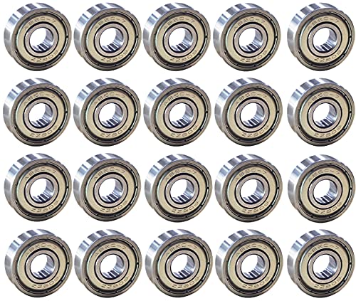 608 ZZ Kugellager, ZoneYan 608zz Metall Double Shielded Miniatur Rillenkugellager, Skateboard Kugellager, Rillenkugellager, für Skateboard Roller Inline Skates(8mmx22mmx7mm)(20 Stück) von ZoneYan