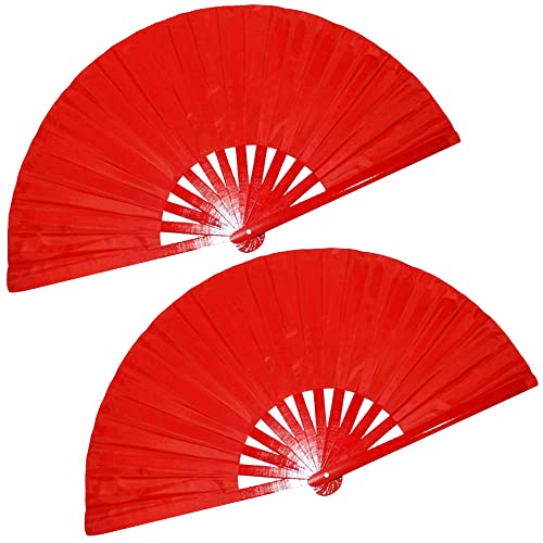 ZooBoo Chinesischer Taichi Kungfu Fan Bambus Kampfsport Sport Fighting Hand Fan 33 cm, Pure Red von ZooBoo