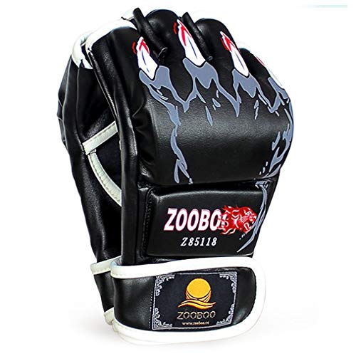 ZooBoo MMA Handschuhe, Halbfinger MMA Boxhandschuhe mit verstellbarem Handgelenkband, UFC Handschuhe für Kampfsport, Sanda, Sparring, Boxsack-Training von ZooBoo