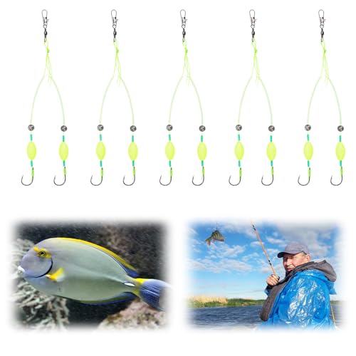 Angelhaken Karpfenangeln Haar-Rigs 5 Stück，Double-Hook Reverse Bottom Rig, Doppelhaken-Rigg für den umgekehrten Boden, Karpfen Angelzubehör，Angelblei，Split-Haken Angelhaken Set (Angelhaken Nr. 12) von Zoruam