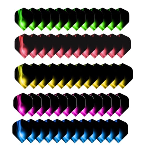 Zsail Dart Flights, 5 Stile 60 Stück PET Standard Zubehör für Darts, Dart Flights Slim Dart Flights Set für Soft/Steel Tip Dartpfeile Spiele(Farbe-A) von Zsail