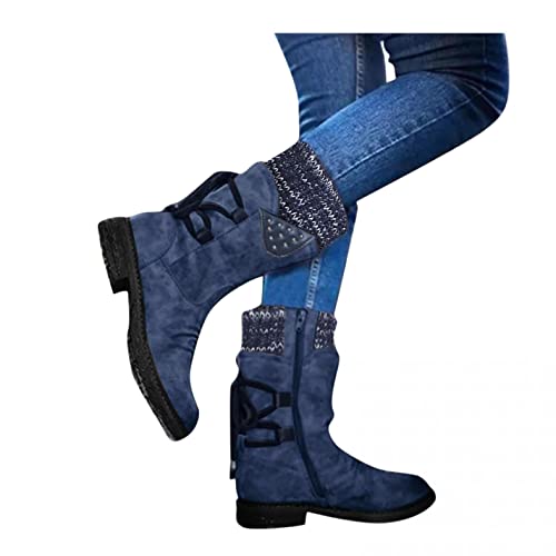 Damen Schneestiefel Gefüttert Wasserdicht Wadenhöhe Stoff-Schaft Weit Schaft Elegant Flach Outdoor rutschfest Winter Snowboots Winterschuhe Winterstiefel von Zshosam