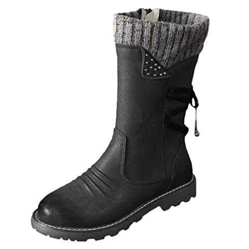 Damen Stiefeletten Gemütlich Overknee Stiefel mit High Hells Comfort Hinter Zipper schwarz Winter Stiefel Worker Boots Schneestiefel Ankle Boots Herbst Stiefelette Knöchel Schuhe Für Frauen a587 von Zshosam