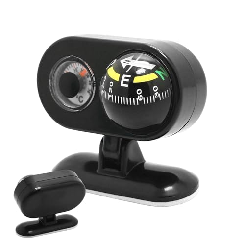 Zuasdvnk Autokompass, Kfz-Kompass - Auto-Armaturenbrett-Kompass mit Temperaturanzeige | Navigationsrichtungszeigerball für Fahrzeug, LKW, Outdoor-Ausflug von Zuasdvnk