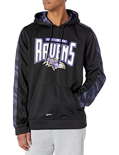 Zubaz Herren Baltimore Ravens Kapuze, Schwarz, mit Orchideen-Viperdruck, XL Kapuzenpullover, Team-Farbe, X-Large von Zubaz