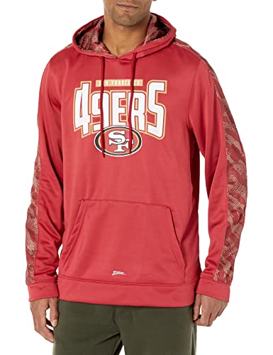 Zubaz Herren San Francisco 49ers Solid Hood W/Scarlet/Tan Viper Print Accent Md Kapuzenpullover, Teamfarbe, Medium von Zubaz