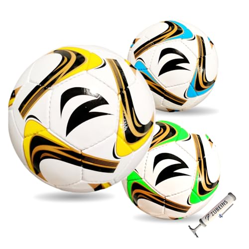 Zubeins Fußball Gr. 5 | 3 Neon Farben | Trainingsball Größe 5 | speilball Fussball Gr. 5 PU-PVC Fußball Ball Fußbälle Ball von Zubeins