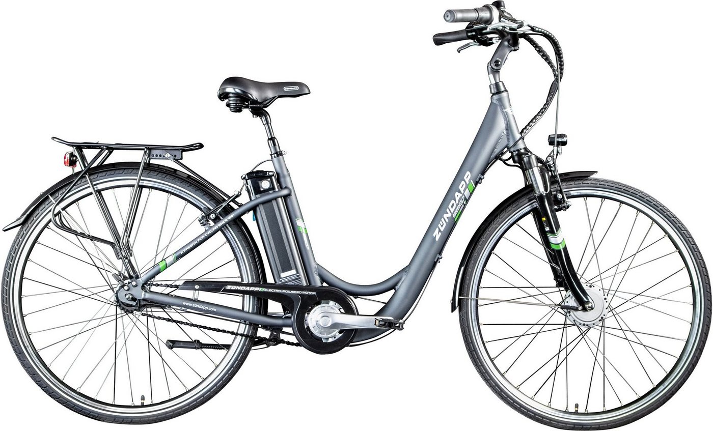 Zündapp E-Bike Green 3.7, 7 Gang, Nabenschaltung, Frontmotor, 374 Wh Akku, Pedelec, Elektrofahrrad für Damen u. Herren, Cityrad von Zündapp