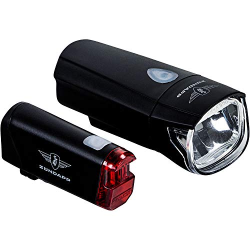 Fahrradlicht LED Set Zündapp ZA.K.50 Fahrradlampe Batterie StVZO Fahrrad Licht (schwarz) von ZÜNDAPP