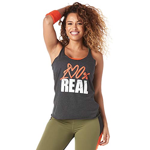 Zumba Black Loose Graphic Print Dance Tank Tops Active Workout Tops for Women von Zumba Fitness