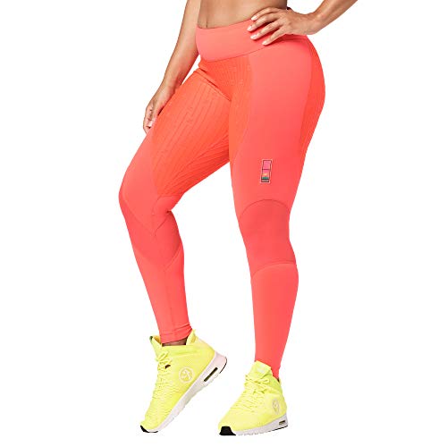 Zumba Fitness Breiter Bund Fitnesshose Workout Print Kompression Sporthose Damen, Bold Coral, S von Zumba Fitness