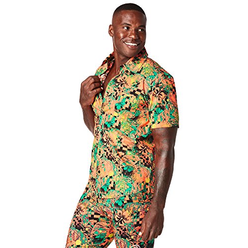 Zumba Fitness Herren Get Tropical Short Sleeve Button Up Männer Tops, Zumba Green, L von Zumba Fitness