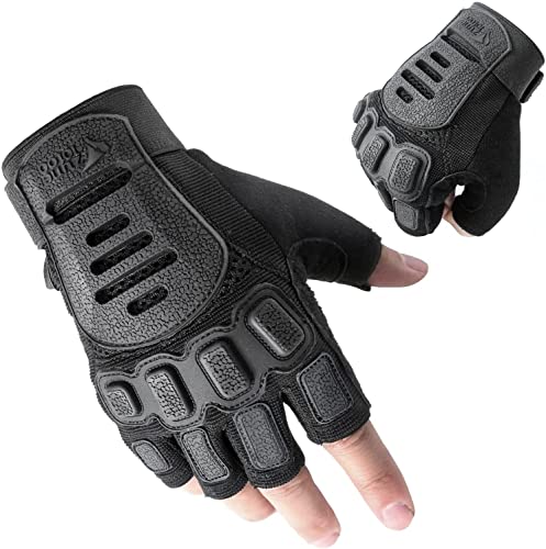 Zune Lotoo Airsoft Handschuhe, Verschleißfeste Halbfinger-Motorradhandschuhe mit Hoher Mobilität, TPR-Aufprallschutz Stoßdämpfende Sommer Taktische Handschuhe mit für Klettern Paintball Outdoor (L) von Zune Lotoo