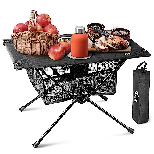 Zune Lotoo Campingtisch Klappbar, Klapptisch Camping Klein mit Netztasche und Tragetasche, Kompakter Tisch Faltbar Camping Leicht für Outdoor Camping Wandern Rucksäcke Angeln (60 x 40 x 40 cm) von Zune Lotoo