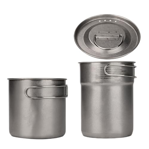 Zunetsutock Camping- – Kochtopf mit klappbarem Griff | leichtes Kochset 2 Stück für Outdoor Reisen Picknick Trekking Abenteuer Wandern tragbar Zubereitung Nudeln Reis Suppen von Zunetsutock
