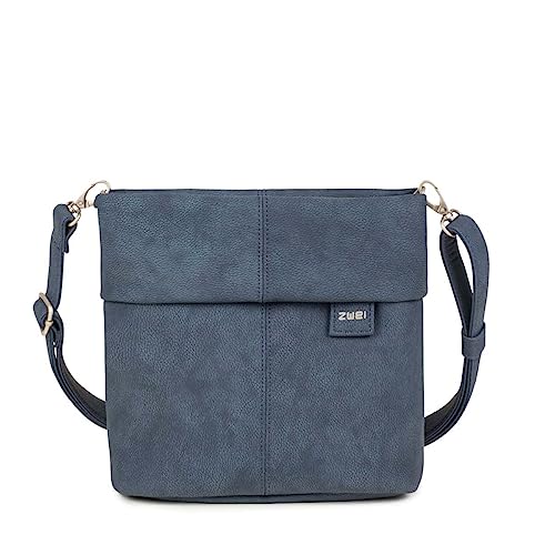 Zwei Damen Handtasche Mademoiselle M8 Umhängetasche 3 Liter klassische Crossbody Bag aus hochwertigem Kunstleder (nubuk-blue) von Zwei