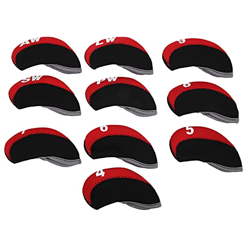 Golfschläger-Kopfbezüge, Kunstleder Golf Eisen Schläger-Kopfbedeckungen mit Nummernkennzeichnung zum Schutz für Golfschläger(red) von Zwinner