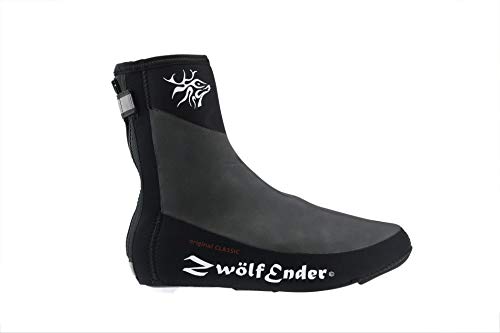 Zwölfender Classic schwarz Größe XXL Winddichte, wasserdichte und wärmeisolierende Neopren-Überschuhe für Herren und Damen | Schuhüberzug Kälteschutz Thermo Überschuhe Rennrad MTB von Zwölfender