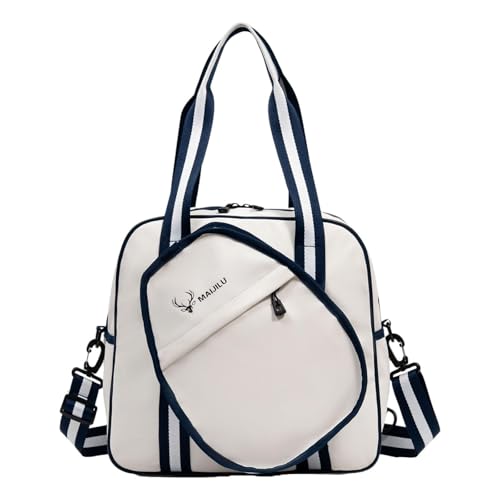 Zxpjkyu Pickleball Schläger Tasche Crossbody Rucksack mit Abnehmbarer Schlägerhalterung Und Wasserdichten Fächern für Sportausrüstung für Outdoor Reisen Und, Weiß von Zxpjkyu
