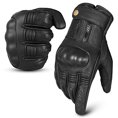 aaasportx Motorrad Handschuhe Herr Leder Touchscreen Funktion - Protektoren Motorradhandschuhe Herren & Damen – Wasserresistente Motorcycle Gloves mit rutschfesten Pads (M) von aaasportx