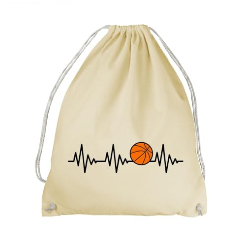 absenda Herzschlag Basketball Turnbeutel - EKG Dunking Korbleger Natural von absenda