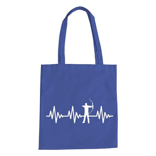absenda Herzschlag Bogenschiessen Baumwolltasche - EKG Pfeil Sportschießen Arrow Blau von absenda