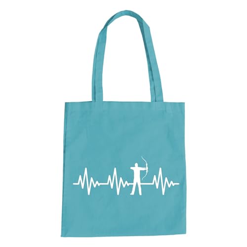 absenda Herzschlag Bogenschiessen Baumwolltasche - EKG Pfeil Sportschießen Arrow Hellblau von absenda