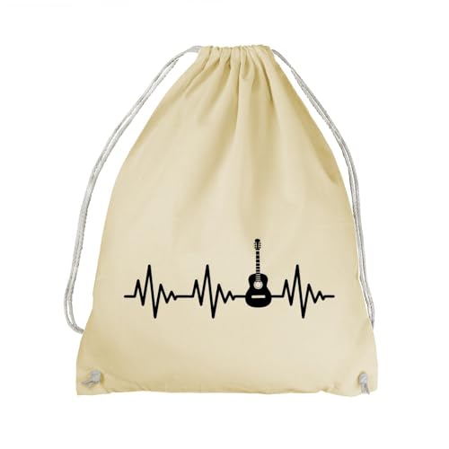 absenda Herzschlag Gitarre Turnbeutel - EKG Guitare Akustik E- Elektro Instrument Musik Natural von absenda