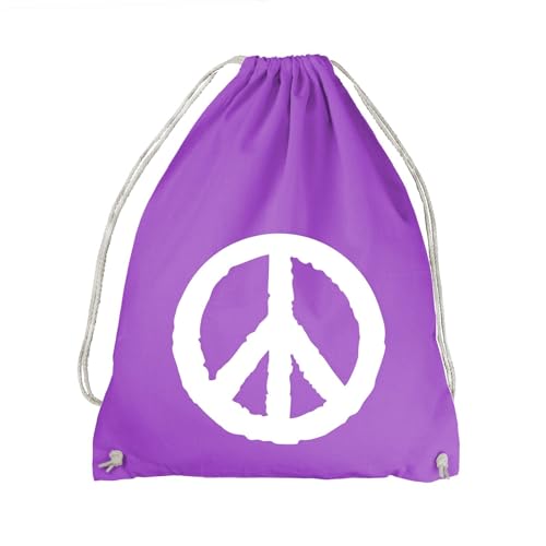 absenda Peace Turnbeutel - Hippie Frieden Summer Love Rock 60´s 70´s 69 Lila von absenda
