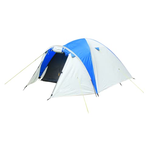 ACAMP Kuppelzelt 4 Personen Zelt Outdoor-Bereich Camping Festival-Zelt leicht Vorzelt wasserdicht Trekking (Creme/blau) von ACAMP