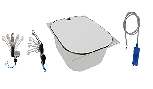 Edelstahl Spülbecken Camping Spüle Waschbecken + Ablauf + 12v Tauchpumpe + 12V Automatikwasserhahn Barwig schwarz/Chrom + Spülbeckenabdeckung passend (Maße Spüle:325x265x100 mm) (ad-ideen) von ad-ideen