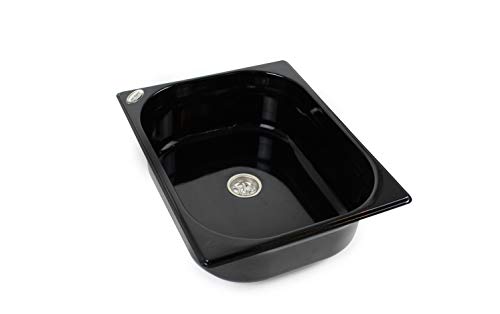 Edelstahl Spülbecken Design Dunkel Camping Spüle Waschbecken Wohnmobil Caravan + Ablauf 325x265x100 mm (ad-ideen) von ad-ideen