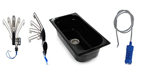 Edelstahl Spülbecken Dunkel Camping Spüle Waschbecken + Ablauf 325x176x100 mm + 12V Automatikwasserhahn Barwig Chrom/Schwarz + 12V Tauchpumpe 10L/min. (ad-ideen) von ad-ideen