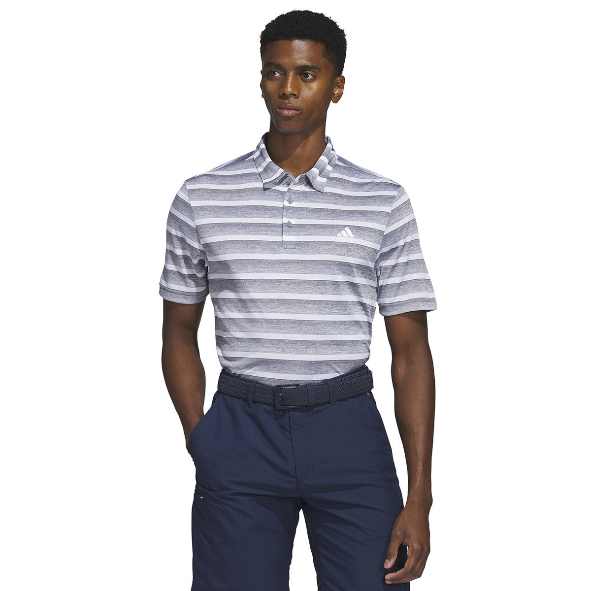 adidas Men's Two-Colour Striped Golf Polo Shirt, Mens, Grey/white, Small | American Golf von adidas Golf