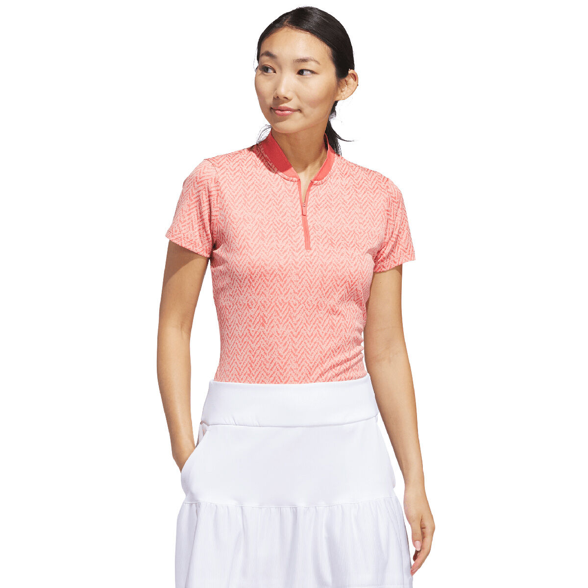 adidas Womens Ultimate365 Jacquard Golf Polo Shirt, Female, Preloved scarlet, Xs | American Golf von adidas Golf