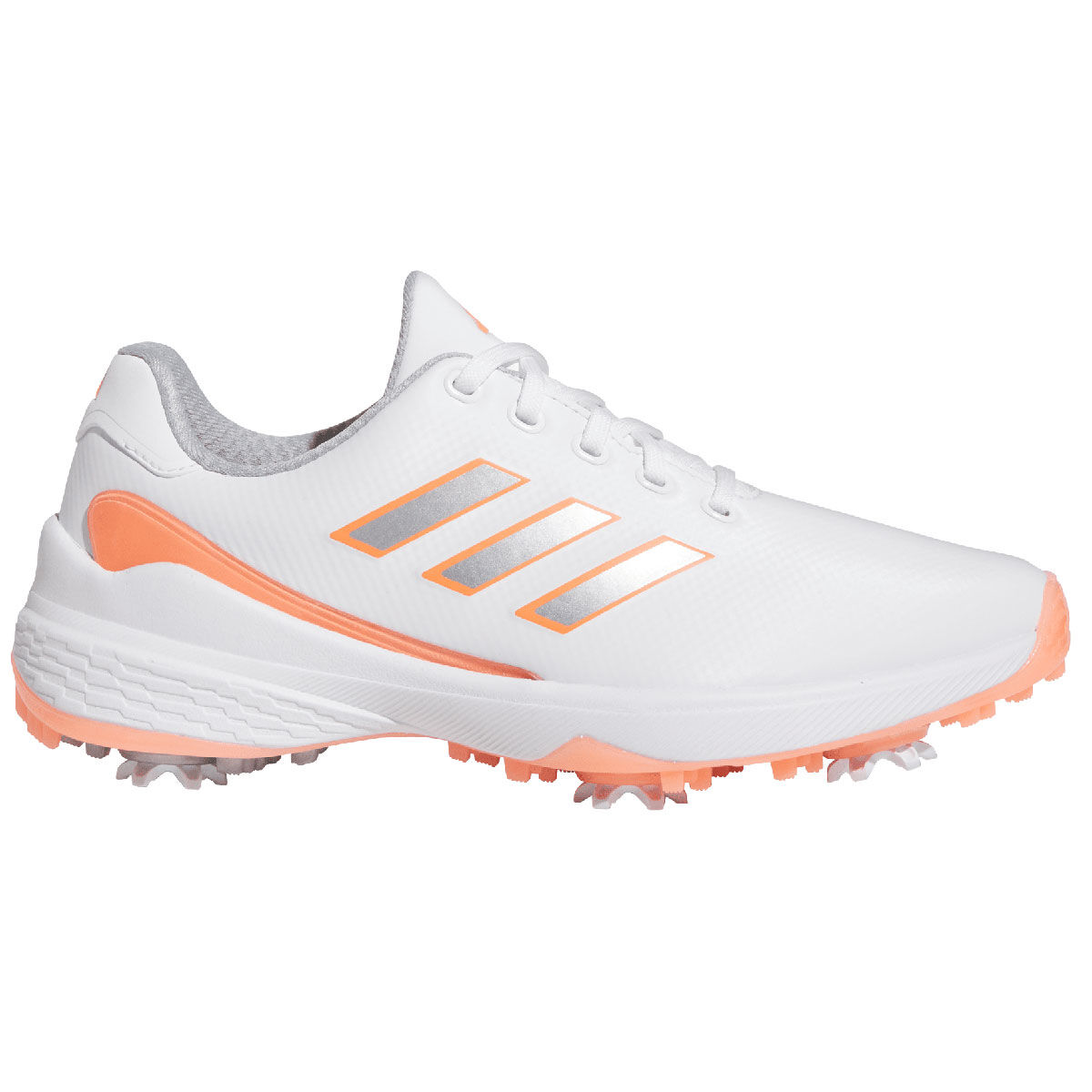adidas Womens ZG23 Lightstrike Waterproof Spiked Golf Shoes, Female, White/silver/coral, 4 | American Golf von adidas Golf