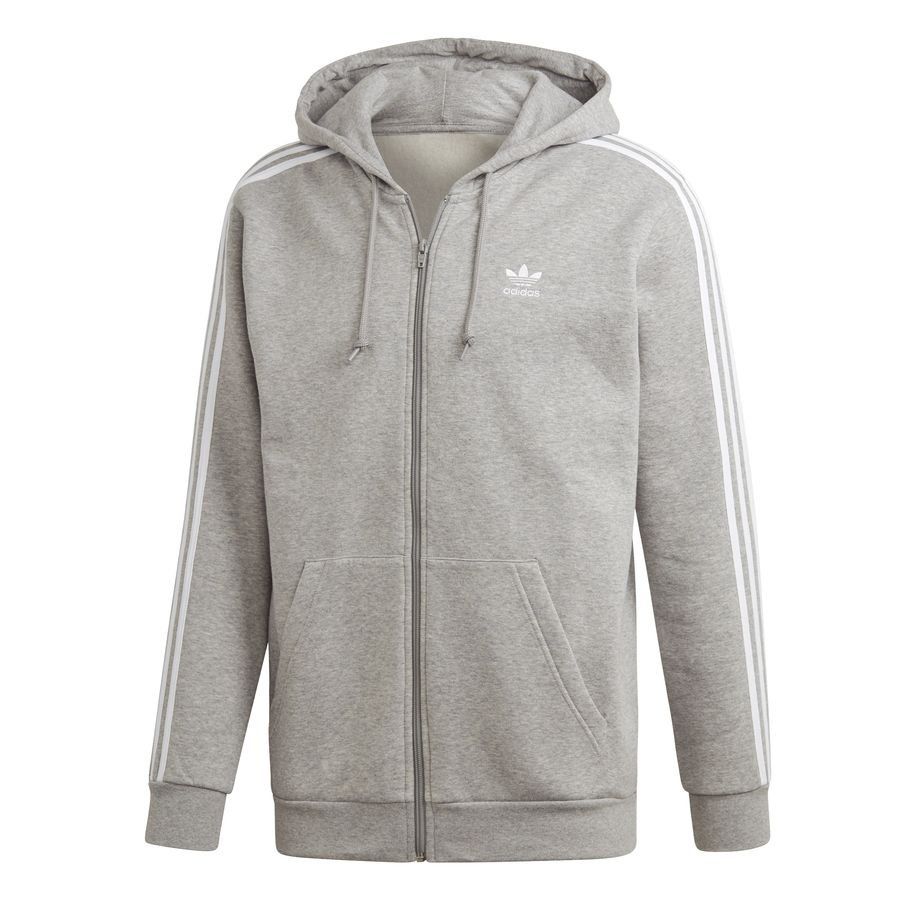 adidas Originals Hoodie 3-Stripes FZ - Grau/Weiß von adidas Originals